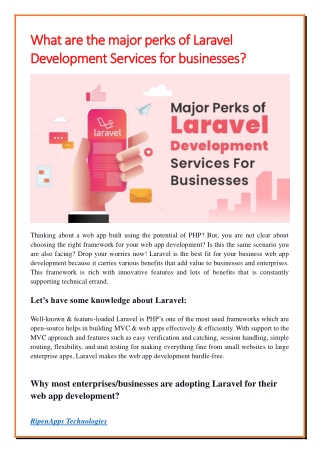 What are the major perks of Laravel Development Services for businesses?