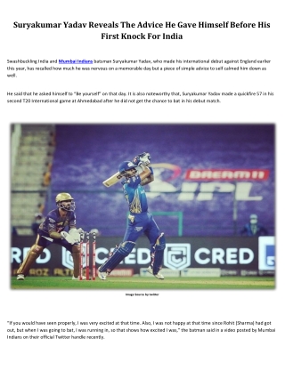Suryakumar Yadav Reveals The Advice He Gave Himself Before His First Knock For India