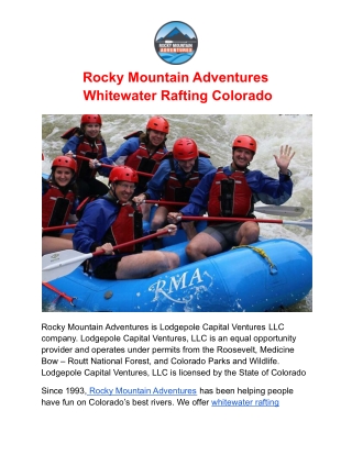 Rocky Mountain Adventures - Whitewater Rafting Colorado