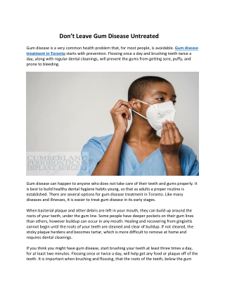 Don’t Leave Gum Disease Untreated