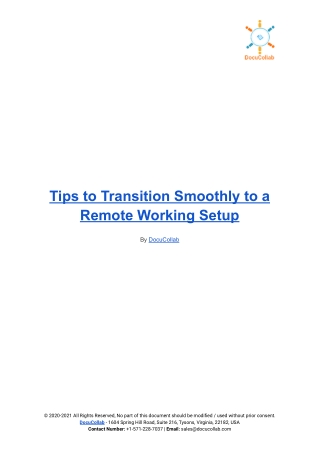 Tips to Transition Smoothly to a Remote Working Setup