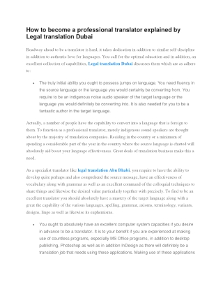 How to become a professional translator explained by Legal translation Dubai