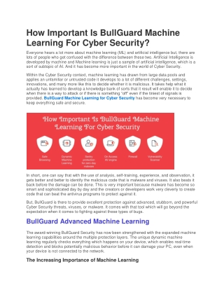 How Important Is BullGuard Machine Learning For Cyber Security?