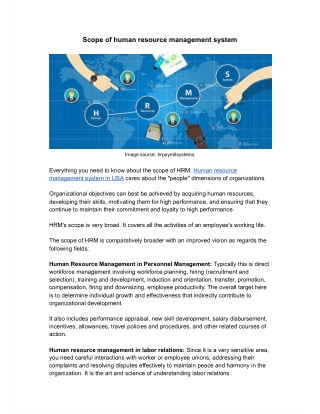 Scope of human resource management system