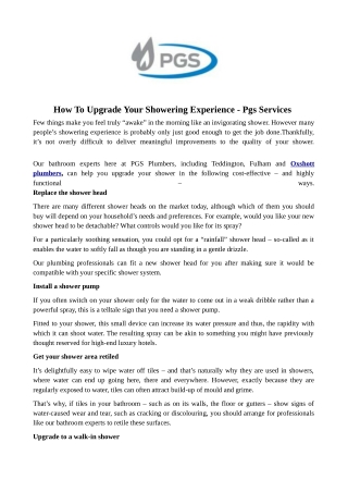 How To Upgrade Your Showering Experience - Pgs Services