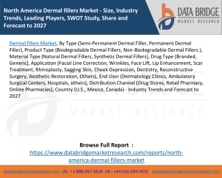 North America Dermal fillers Market - Size, Industry Trends, Leading Players, SWOT Study, Share and Forecast to 2027