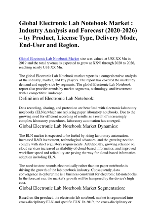 Global Electronic Lab Notebook Market
