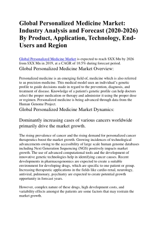 Global Personalized Medicine Market