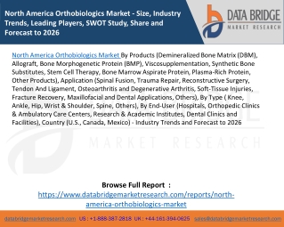 North America Orthobiologics Market - Size, Industry Trends, Leading Players, SWOT Study, Share and Forecast to 2026