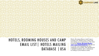 Hotels, Rooming Houses and Camp Email List