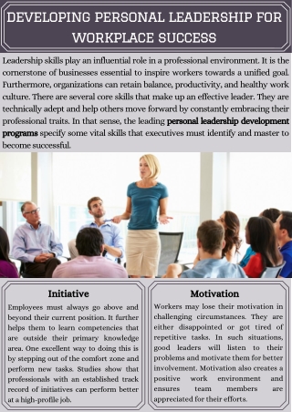 Developing Personal Leadership For Workplace Success