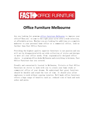 Create Your Office With Office Furniture Melbourne