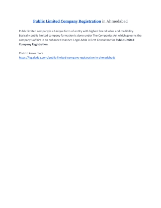 Public Limited Company Registration in Ahmedabad