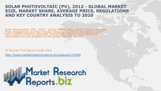 Worldwide Solar Photovoltaic (PV) Industry 2012-2020 :MRRBIZ