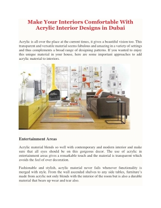 Make Your Interiors Comfortable With Acrylic Interior Designs in Dubai-converted