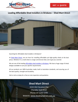 Leading Affordable Shed Installers in Brisbane – Shed Mart Direct
