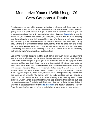 Mesmerize Yourself With Usage Of Cozy Coupons & Deals-converted