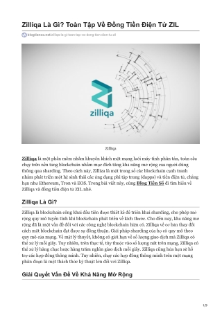 Zilliqa Là Gì? Toàn Tập Về Đồng Tiền Điện Tử ZIL