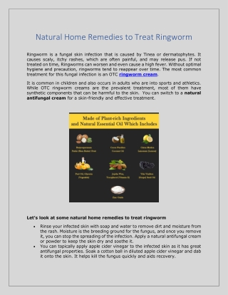 Natural Home Remedies to Treat Ringworm