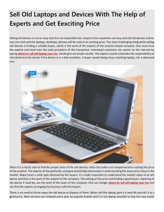 Sell Old Laptops and Devices With The Help of Experts and Get Eexciting Price