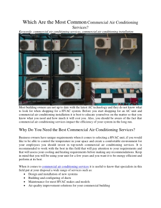 Which Are the Most Common Commercial Air Conditioning Services