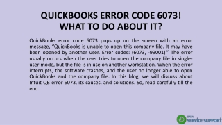 QUICKBOOKS ERROR CODE 6073! WHAT TO DO ABOUT IT?