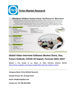 Global Video Interview Software Market Share, Size, Future Outlook, COVID-19 Impact, Forecast 2021-2027