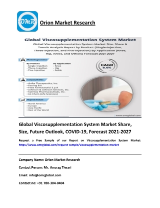 Global Viscosupplementation System Market Share, Size, Future Outlook, COVID-19, Forecast 2021-2027