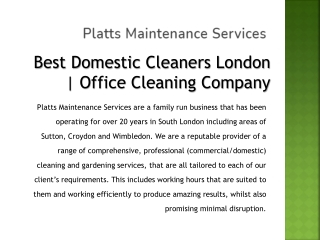 Best Domestic Cleaners London | Office Cleaning Company