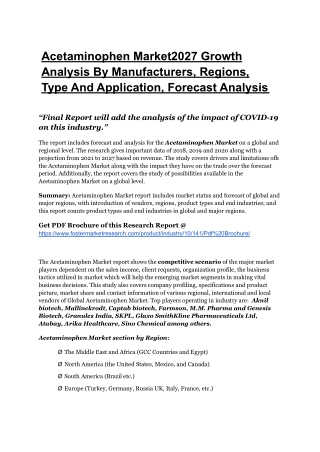 Future Scope Of Acetaminophen MarketBy Top Key Players