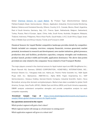 Chemical Sensors for Liquid Market Size, Reports, Demands, Share - Forecast 2028