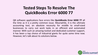 Tested Steps To Resolve The QuickBooks Error 6000 77