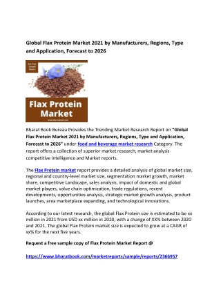 Global Flax Protein Market 2021 Research Report 2026