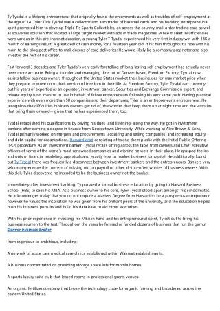 Tyler Tysdal Free Business Valuations in Newport-News-Virginia