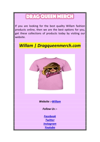 Willam  Dragqueenmerch.com