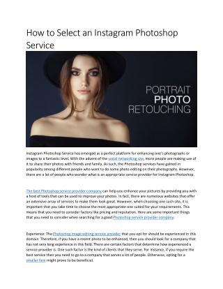 How to Select an Instagram Photoshop Service