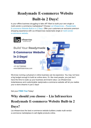 Readymade E-commerce Website Built-in 2 Days
