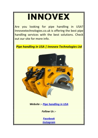 Pipe handling in USA  Innovex Technologies Ltd