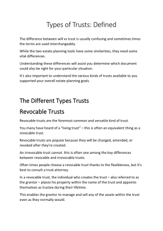 Types of Trusts