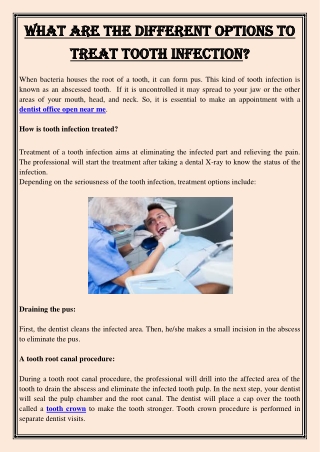 What Are The Different Options To Treat Tooth Infection