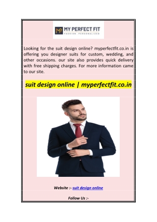 suit design online  myperfectfit.co.in