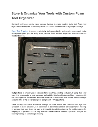 Store & Organize Your Tools with Custom Foam Tool Organizer