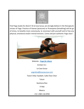 Yoga Studio for Divers - La Casa Surya