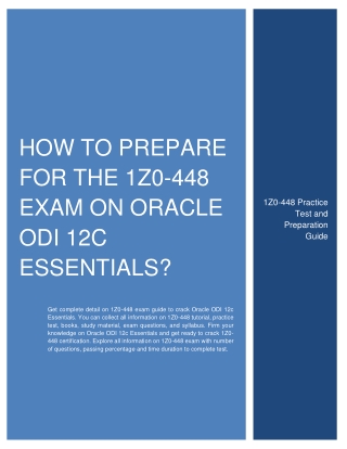 How to prepare for the 1Z0-448 Exam on Oracle ODI 12c Essentials?