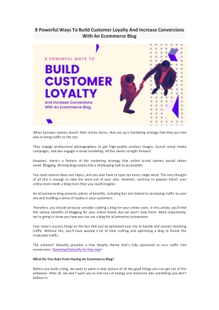8 Powerful Ways To Build Customer Loyalty And Increase Conversions With An Ecommerce Blog