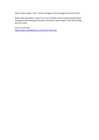 Water Heater Repair Tustin - Water Damage & Flood Damage Restoration Tustin