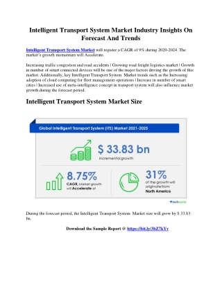 Intelligent Transport System Market Industry Insights On Forecast And Trends