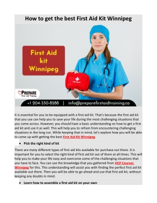 How to get the best First Aid Kit Winnipeg