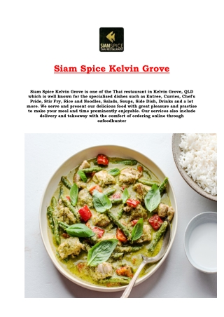5% off - Siam Spice Thai Restaurant menu Kelvin Grove, QLD