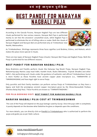 Best Pandit for Narayan Nagbali Puja at Trimbakeshwar